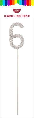 Diamante Small Silver Number - 6